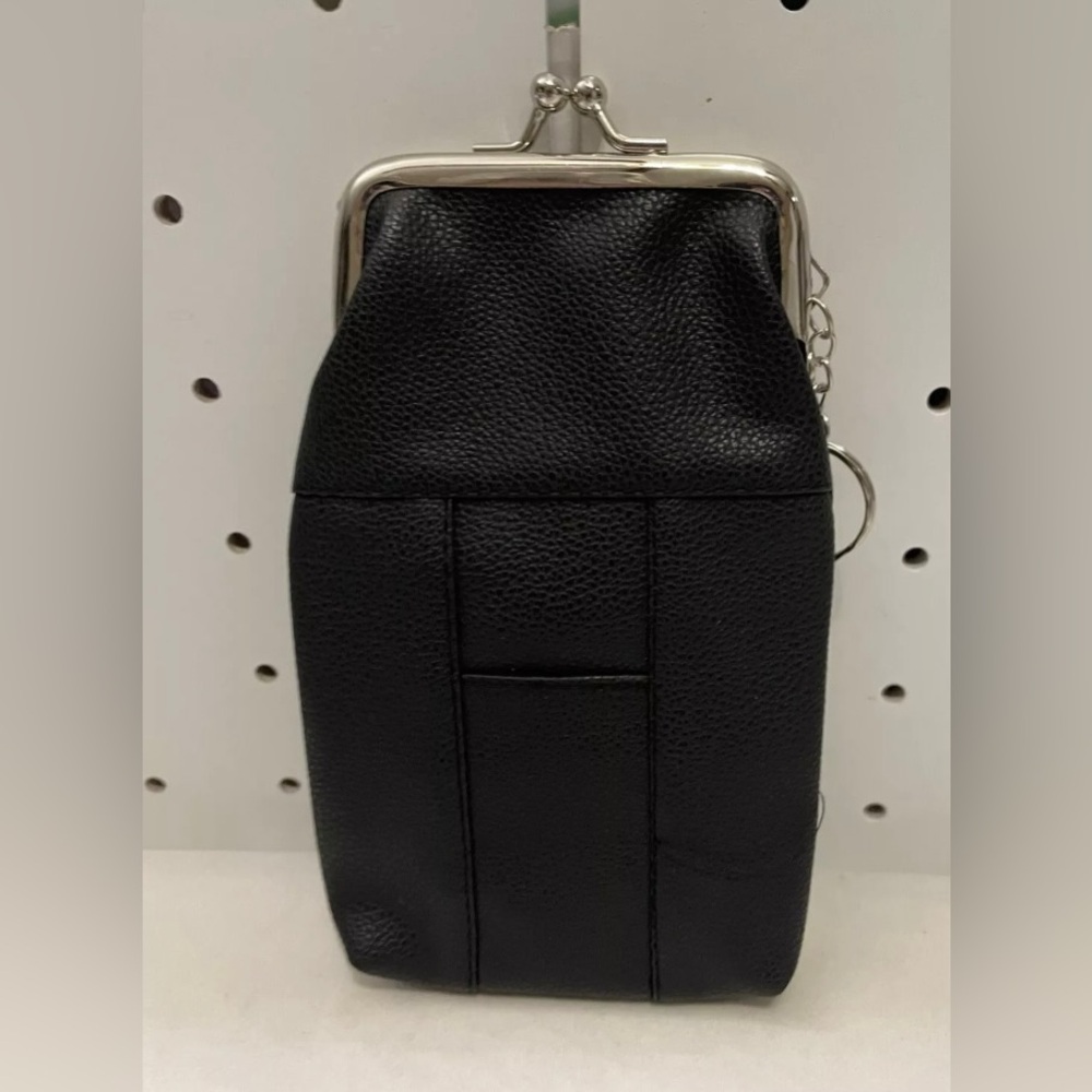 Unbranded Cigarette Case Pouch on both Sides Black Genuine Leather Snap